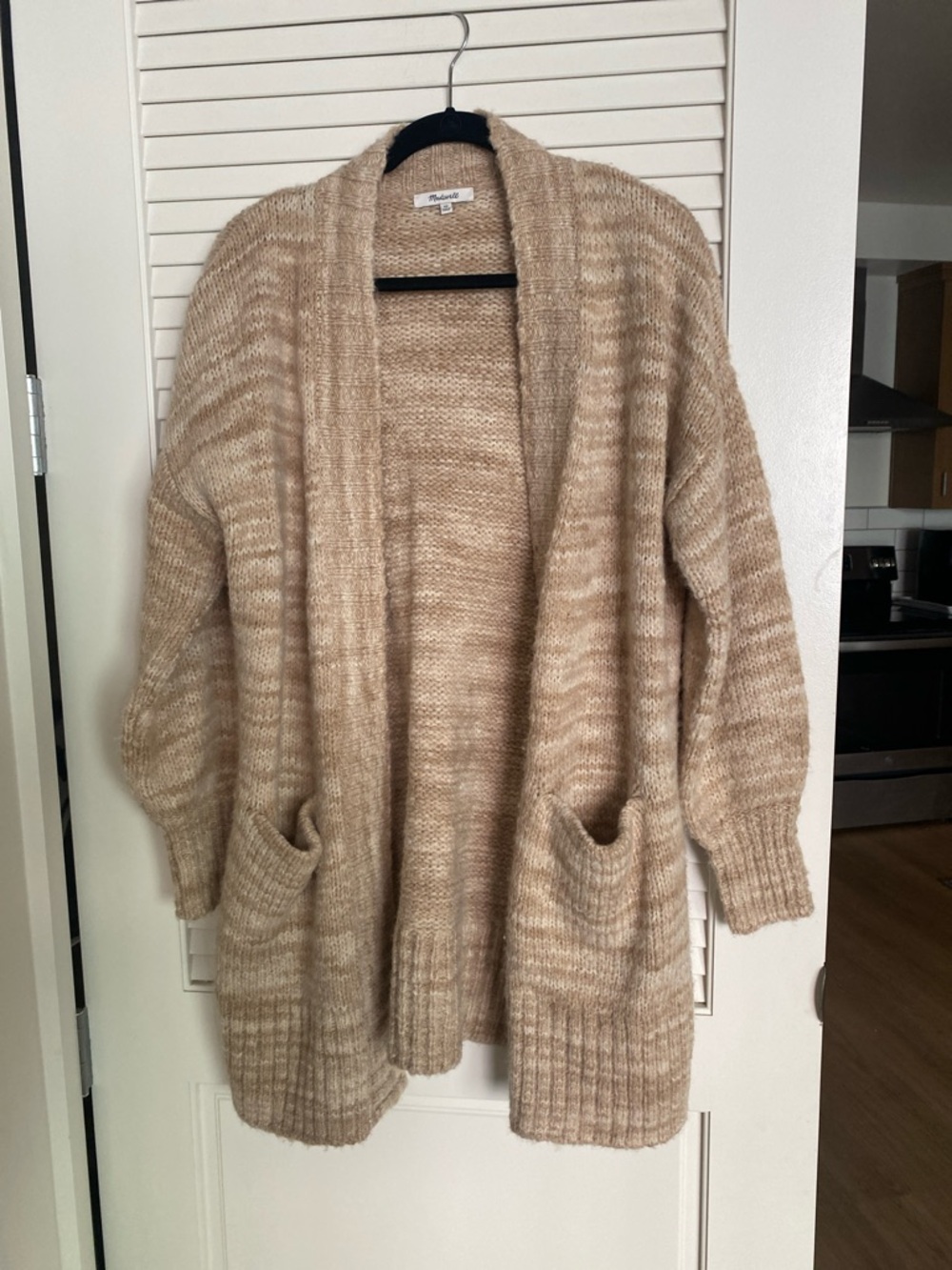 Madewell Beige Open-Front Pocketed Cardigan Sweater